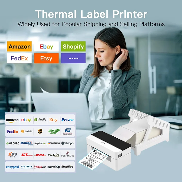 OWNFOLK Thermal Printing Barcode Portable thermal printer for 4X6 Printers to Stickers Bar Code Mini Label Printer