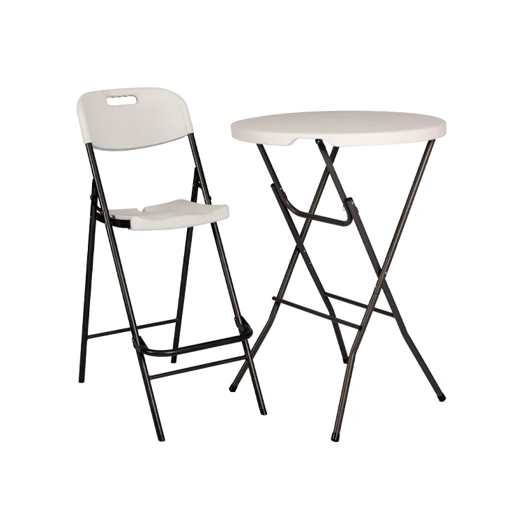 Commercial 80Cm Round Outdoor HDPE Plastic High Top Bar Tables Foldable High Top Round Party Cocktail Tables