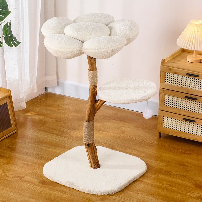 Flower Cat Climbing Frame Solid Wood Trunk Cat Nest Jumping Platform One Sisal Does Not Occupy An Area Of Cat Tree toy