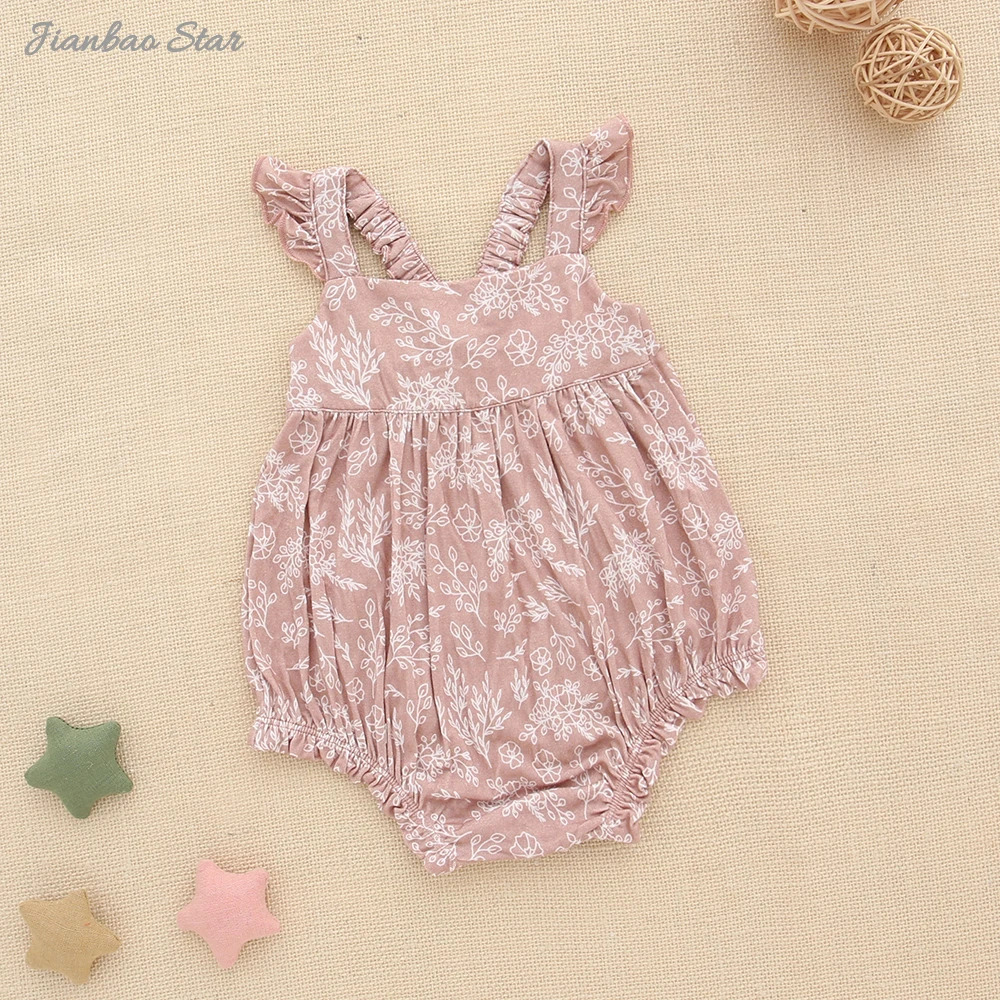 Baby Summer Clothing Newborn Girl Cute Clothes Snap Bottom Soft Sleeveless bamboo Romper New printing baby bubble romper