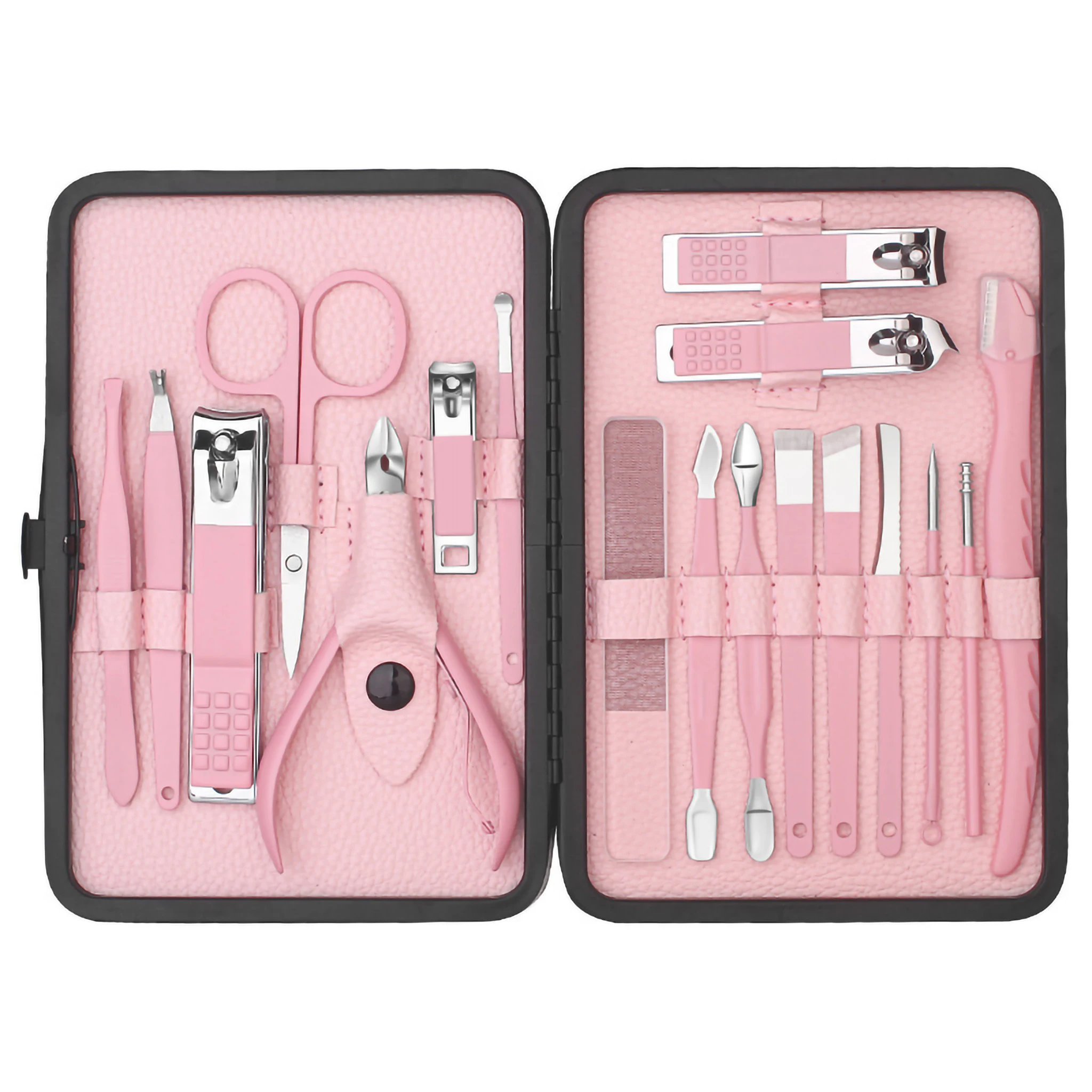 New Arrival 18 In 1 Nail Cutter Set Stainless Steel Nail Clippers Manicure Pedicure Kits Scissors Beauty Tools with Folding Case