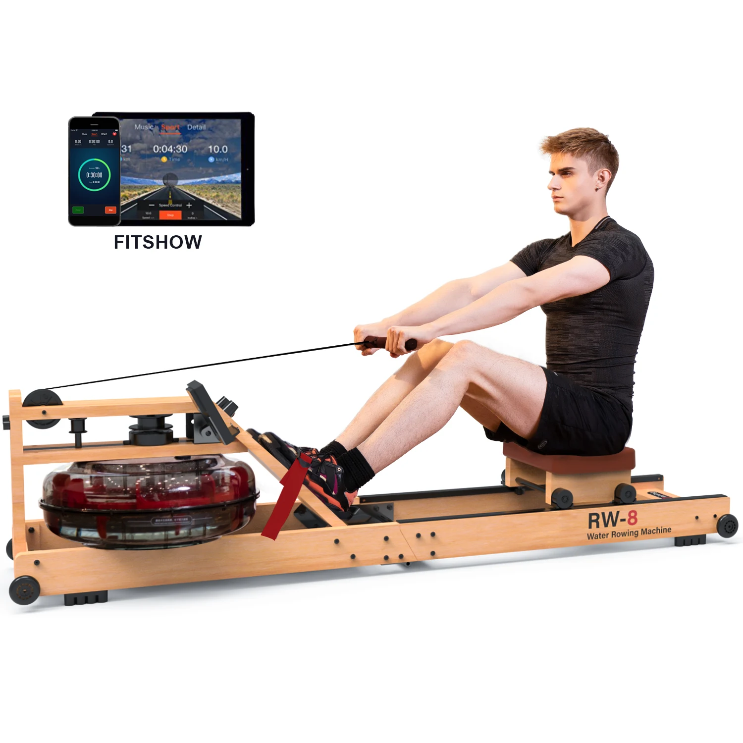 SNODE RW8 factory direct supply water rowing machine device made of beech wood hot sale in Europe and America