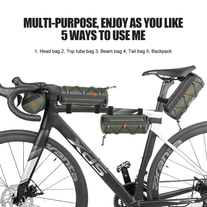 Large Capacity Bicycle Handlebar Bag Waterproof Outdoor Cycling MTB Front Frame Tube Carrier Nylon Material Bike Travel Tours