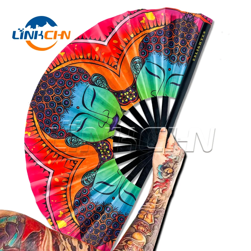 high quality custom large size kung fu hand fan for events