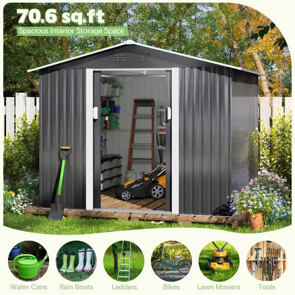 YASN Metal Garden Shed Outdoor Tool Storage House Garden Storage Shed for Tools