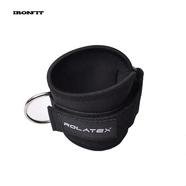 Black Neoprene Padded Custom Logo Dual D Rings Ankle Straps