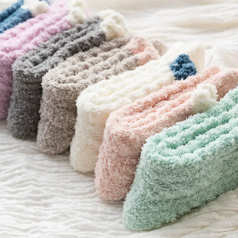 Wholesale Cute Cozy Fuzzy Fluffy Crew Slipper Socks Unisex Socks Women Winter Thickened Warm Home Sleep Socks