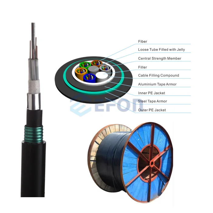 OEM Outdoor Waterproof Double sheath armored anti rodent 12 core GYTA53 fiber optic cable price per meter