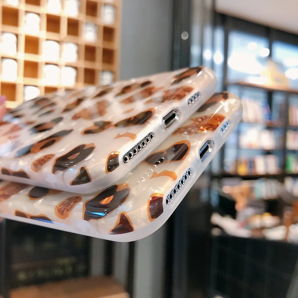 Chic Shell Case Cover for iPhone 13 12 7 8 Plus X XS Max Golden Leopard Phone Case for iPhone 11 Pro Max Cases Leopard
