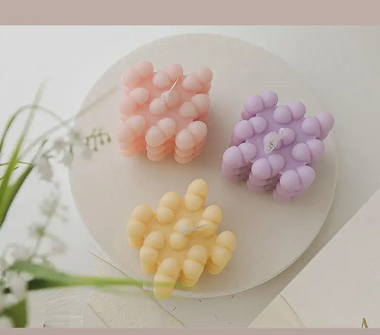 TS 2023 Ins Home Decor Round Magic 3D Cube Stock Aromatherapy Soy Wax Fragrance Scented Candles