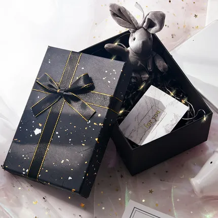 
Custom Luxury Birthday Christmas Gift Box With Dried Flowers Dark Cardboard Boxes Paper Packing Box 
