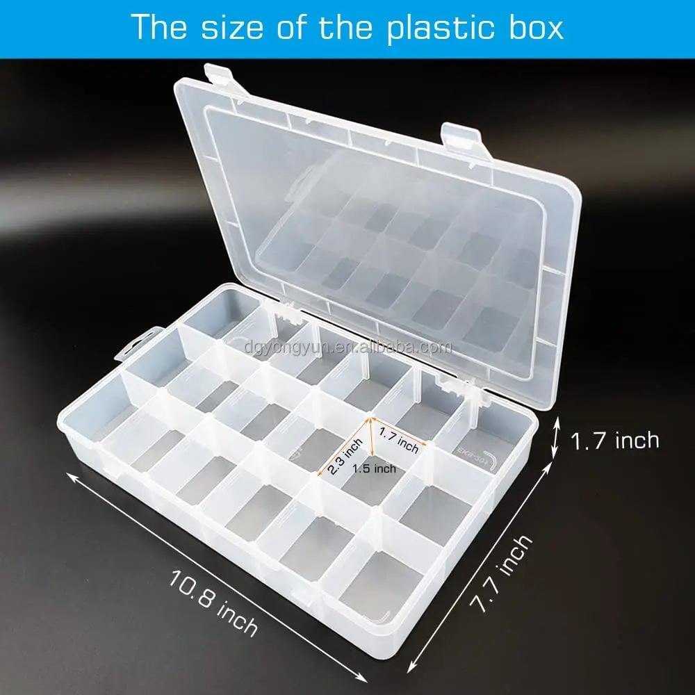 pp18 Compartment Plastic Organizer with Adjustable Dividers, Clear Organizer, Jewelry . Fishing Gear. Small Parts. Organizer