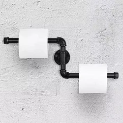 Black Paper Towel Holder Wall Mount Industrial Pipe Toilet Tissue Paper Roll Holder Vintage Rustic Farmhouse Towel Dispenser