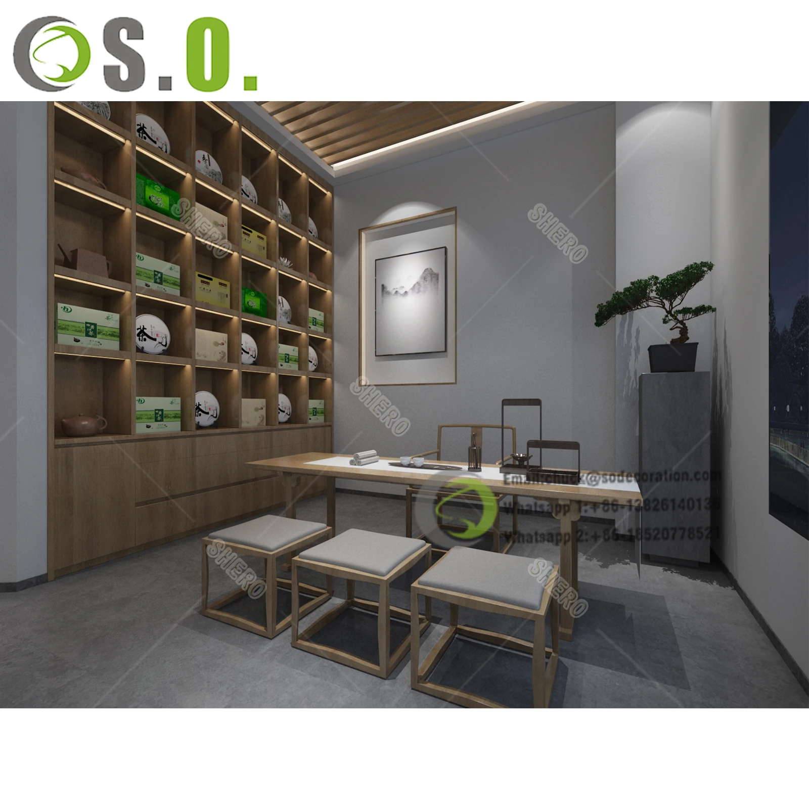 High End Wooden Wine Showcase Wine Display Cabinet Customized Interior Design Wine Store
