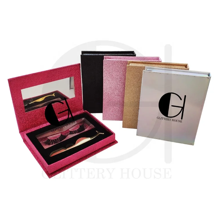
cheap 3d real mink eyelashes 25mm full strip eyelash custom packaging box with tweezer applicator mirror no logo holo lash case 