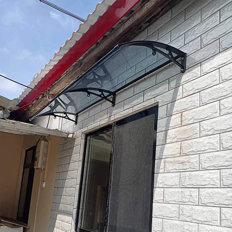 OEM customized multiple size outdoor rain cover canopy aluminum bracket plastic sheet awning for front door