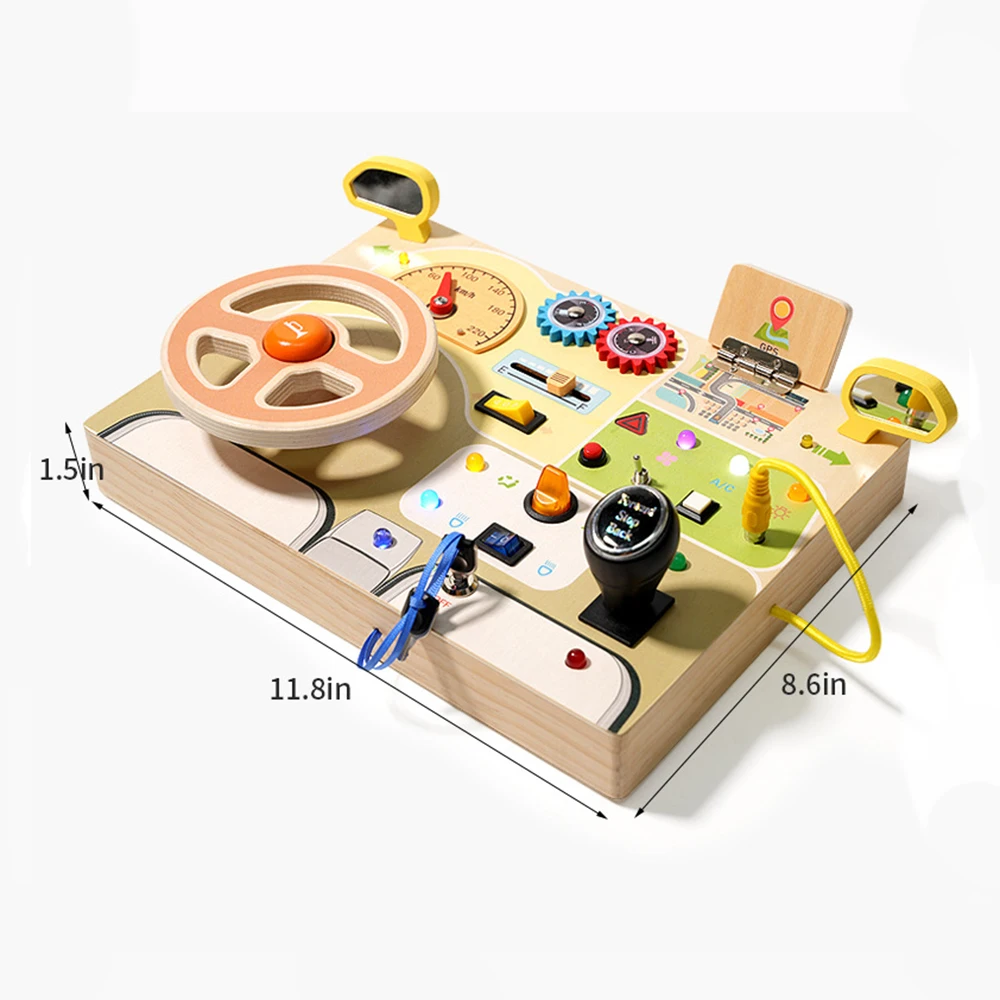Asweets Multifunction Electronic Educational Toys Busy Board With Led Light With Toggle Switch busy light Toys Wooden Busy Board