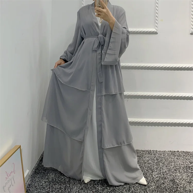 Hot Muslim Abaya Women Soild Color Clothing Ethnic Clothes Delicate Trim Abaya Adults Dress Dubai Katfan Robe