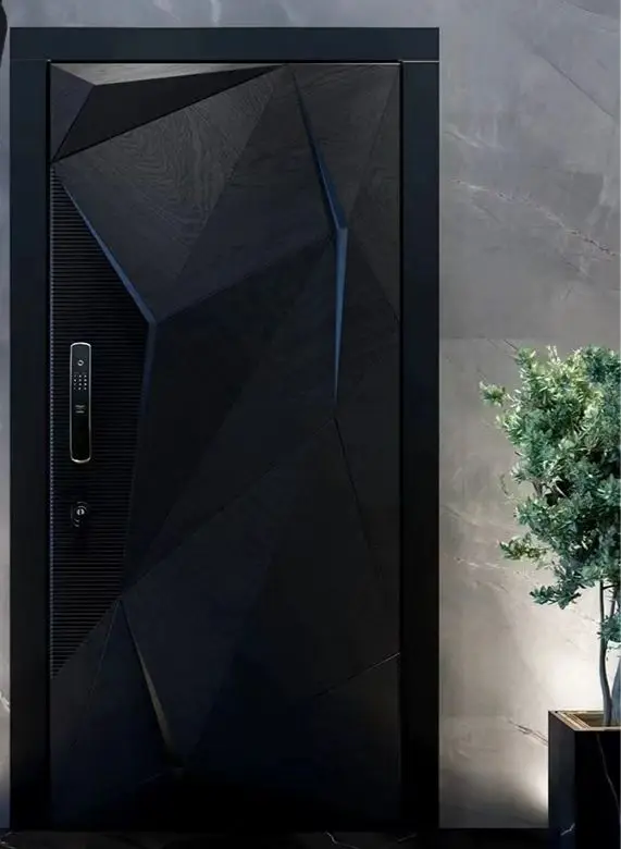 Modern Style Windproof Thermal-Insulating Fire-Rated Aluminum Stainless Steel Security Door for Outdoor Entrance