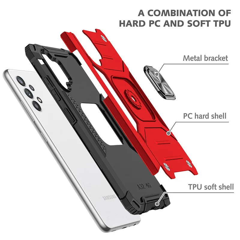 TPU PC military-grade shockproof metal ring holder phone case holder ring kickstand Armor phone case for Samsung S22 A03 164