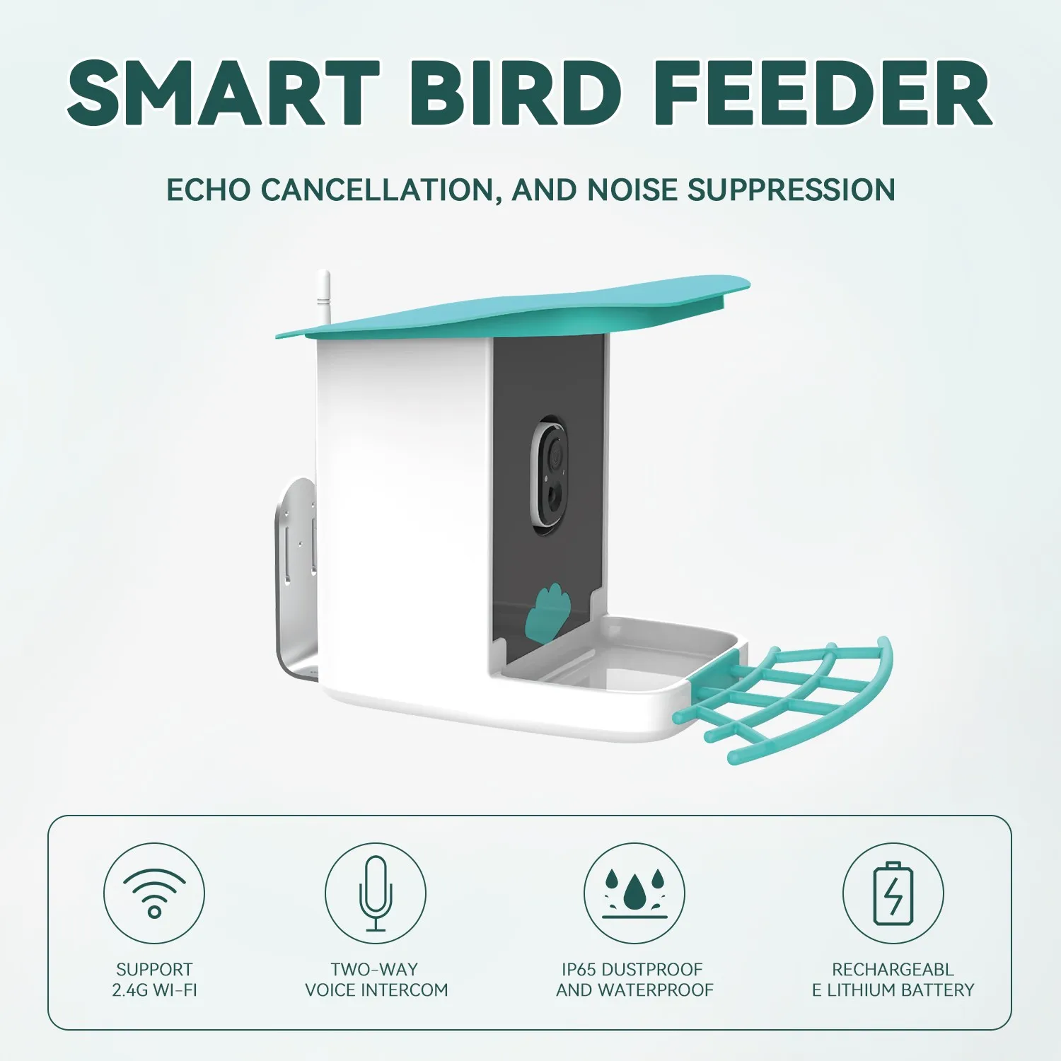 IP65 SOC Outdoor Wildlife Bird Feeder AI Recognition Bird Species Smart Bird Feeder Plastic Bowls Automatic Feeders & Waterers
