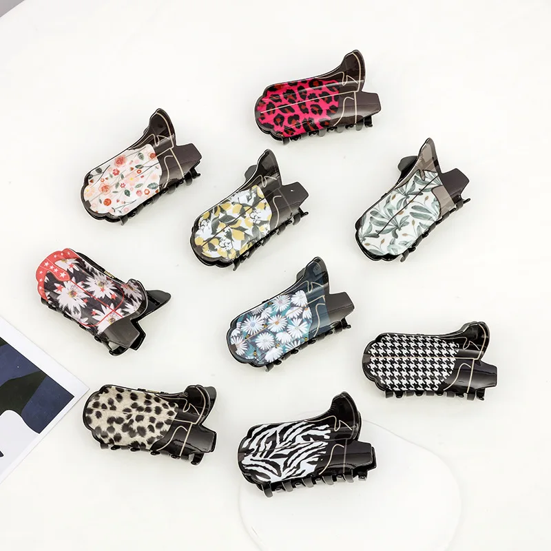 Cow Patterns Print Cowgirl Hair Claw Cow Print Flowers Western Cowboy Boot Hat Acetate Hair Claw Clip
