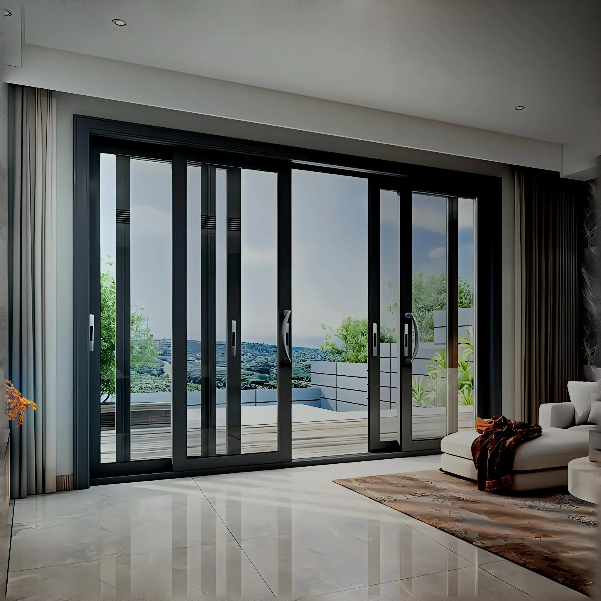 Aluminum thermal insulated Low-E glass barn door sliding patio doors exterior tempered glass shower partition sliding door