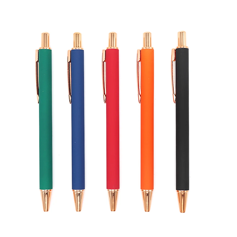 
rubber metal pen ball pen with custom logo metal ballpoint pen in supermarket 