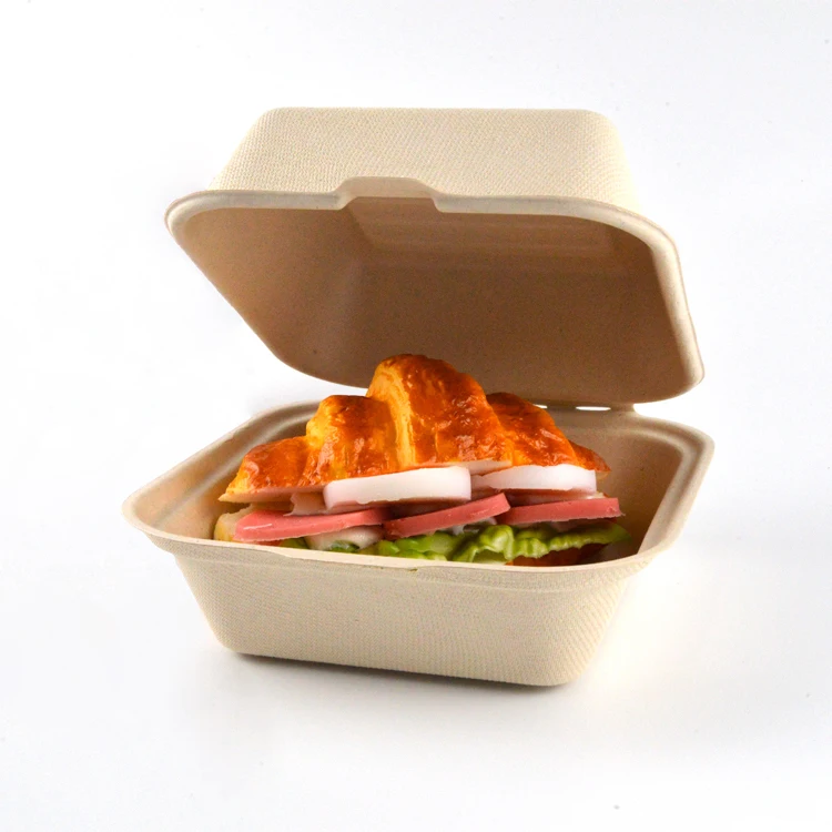 Disposable Compostable Bagasse Tableware Sugarcane Clamshell Food Container Sugar Cane Tableware