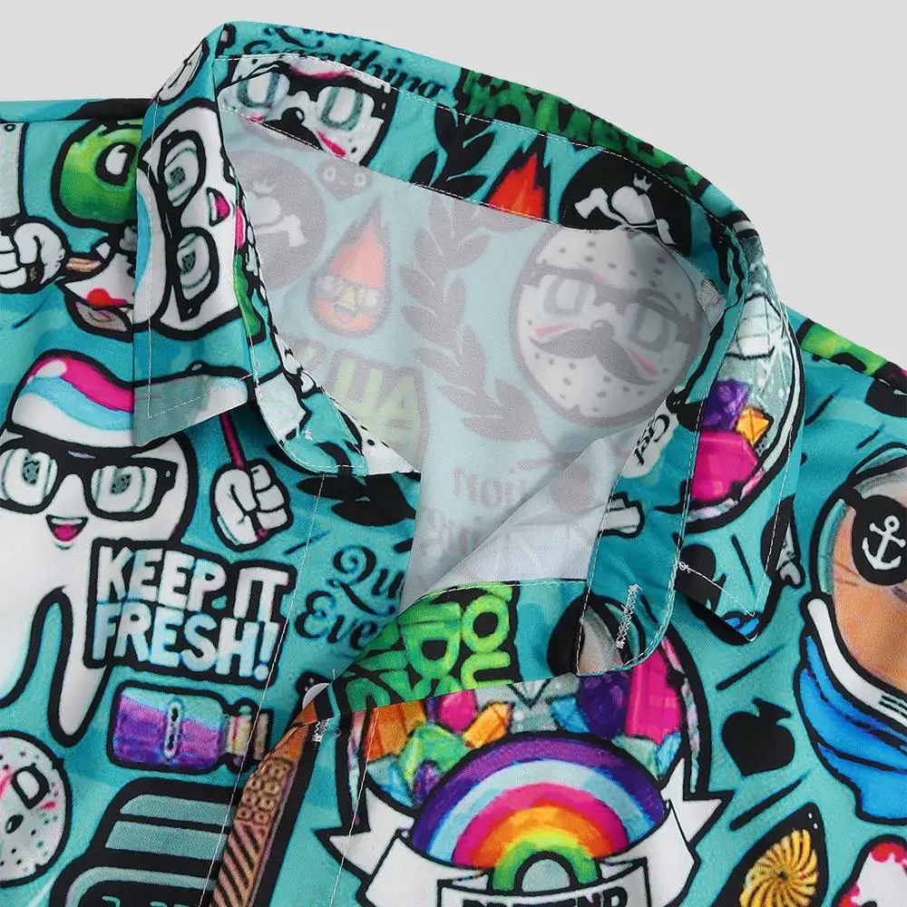 Мужская пляжная рубашка с отложным воротником и короткими рукавами