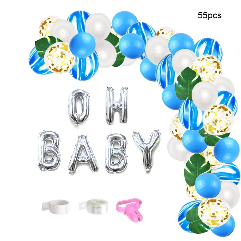 Blue Balloon Garland Arch Kit Baby Blue and White Balloons for Baby Shower Birthday Party Decoration and Gender Reveal Balloons