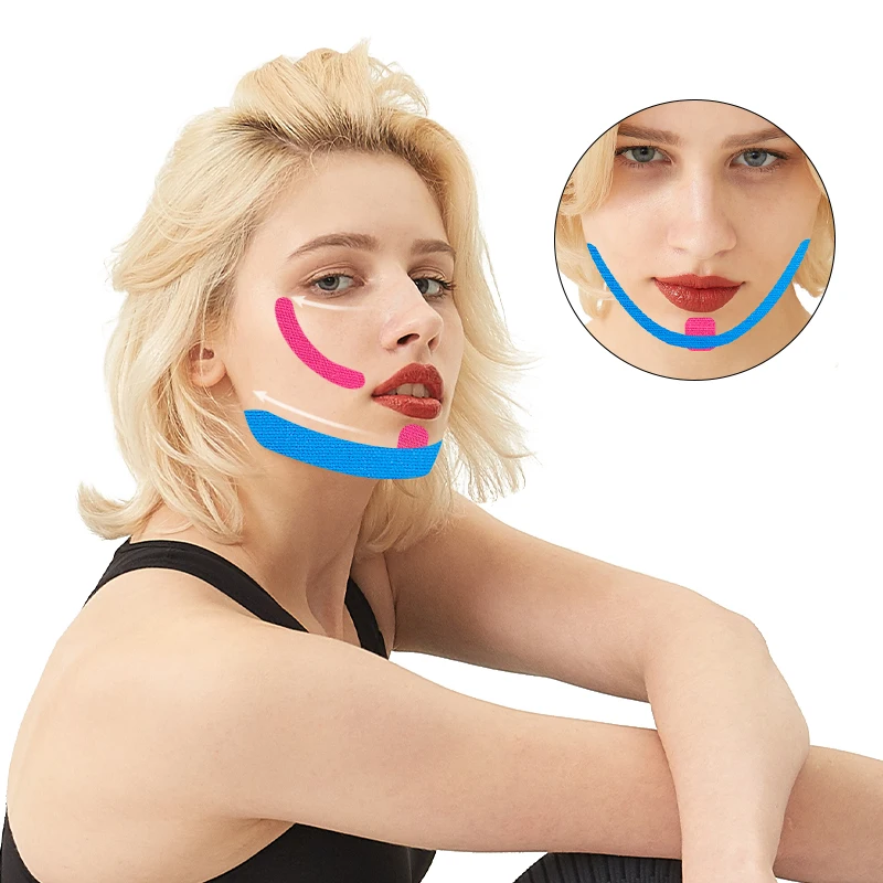 Reusable Face Tape Kinesiology Tape Smoothing Wrinkle Patches for Reducing Forehead Eye and Around Mouth