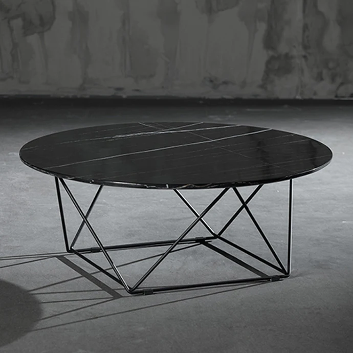 
Metal top laser cutting Black coffee table 