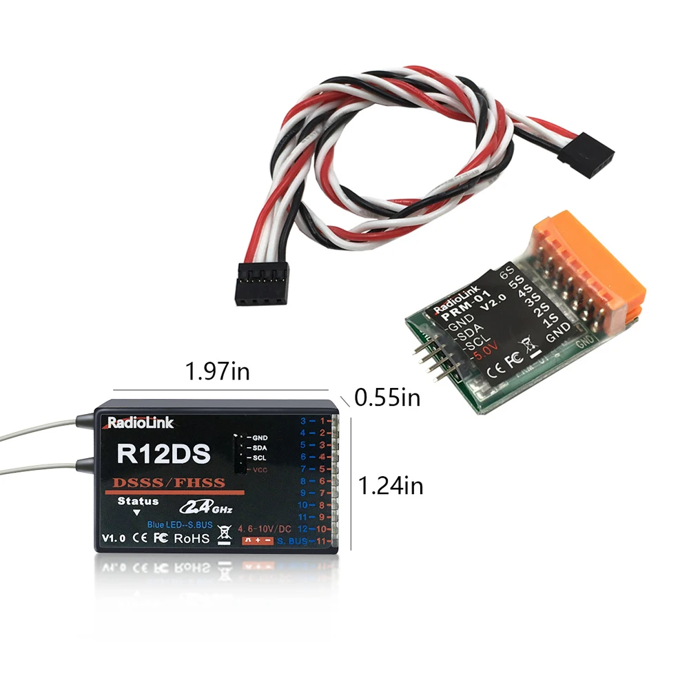 Radiolink AT10II R12DS Receiver 2.4G 12CH Transmitter DSSS FHSS Radio Remote Controller For RC Drone Airplane