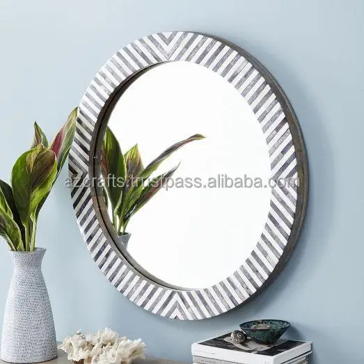 Look Decorative Bone Inlay Mirror Export Quality Elegant from India Living Room Furniture Antique Bone , Resin & MDF Board 1 Pcs