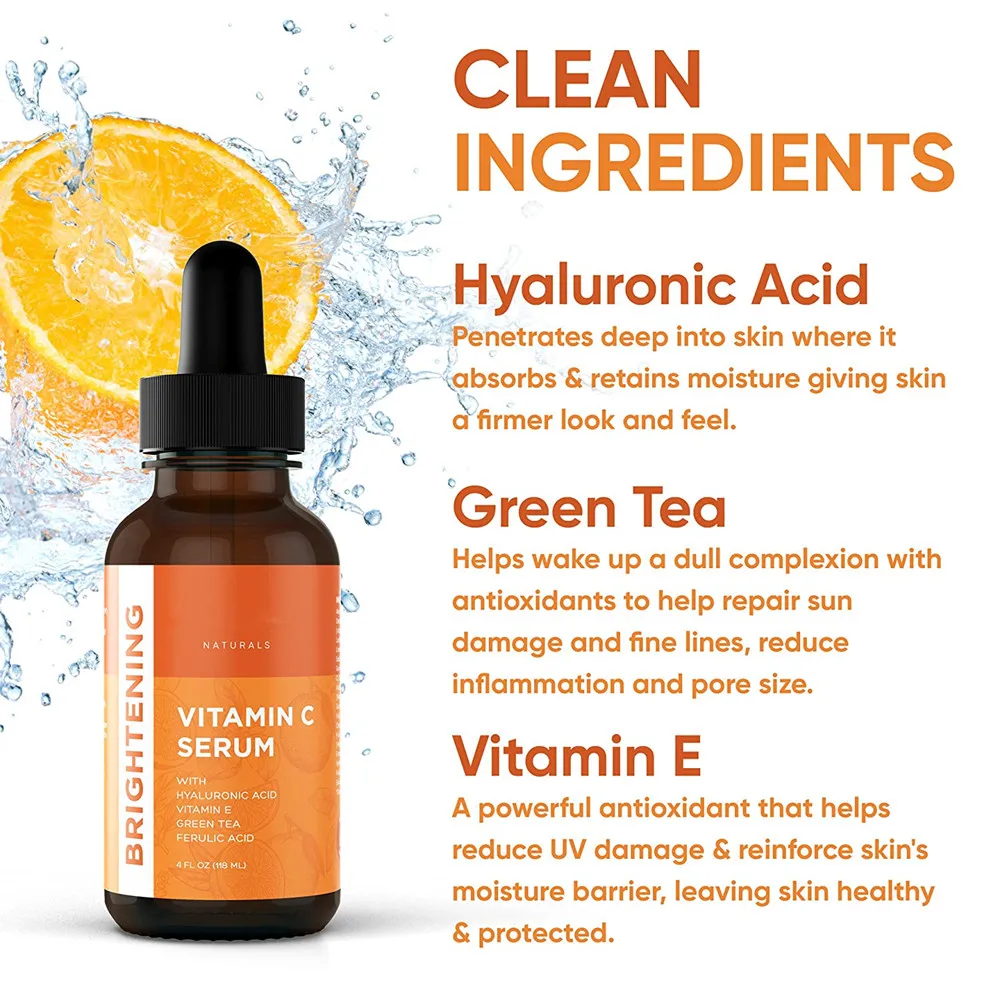 Private Label Hypoallergenic Antioxidant Anti Aging Hyaluronic Acid Vitamin C  Face Serum