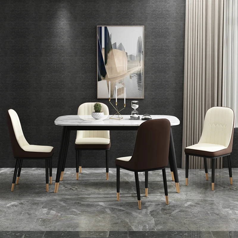 
Cheap price home hotel furniture modern multiple colors black metal frame legs available PU leather dining chair 