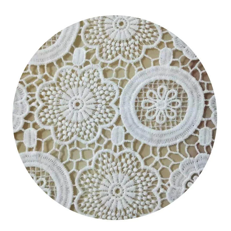 Factory Direct Sales Snowflake Plum Hollow-Out Embroidered Lace Fabric Geometric Round Lace