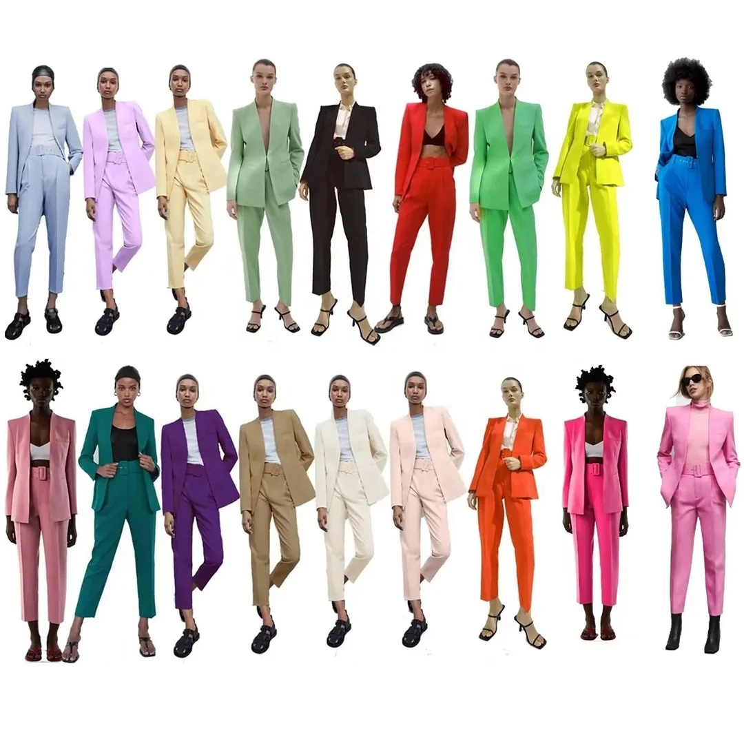 Модная американская одежда на весну и зиму однотонная женская офисная Костюмные брюки женский костюм куртки повседневный Блейзер женские костюмы