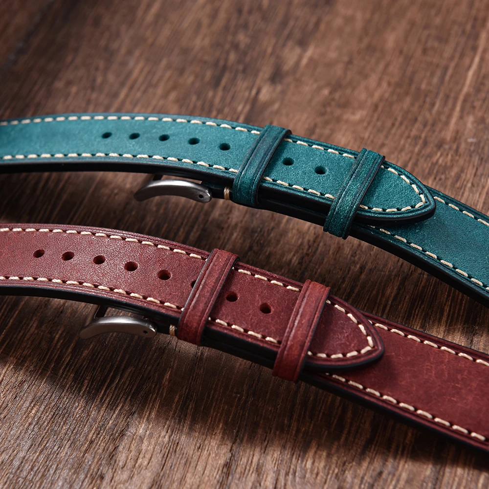 Juelong Vintage 20mm 22mm Mens Watch Leather Strap Italian Pueblo Leather Strap