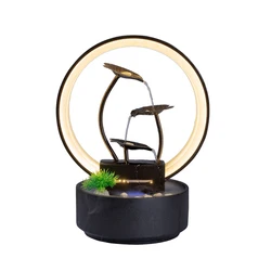 Custom design tabletop waterfall with light, home decorative mini water fountain indoor/