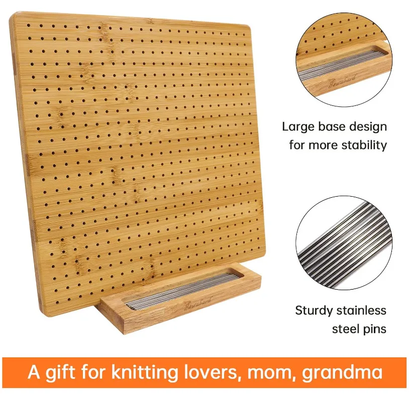 Best Selling Eco-friendly Bamboo Stainless Steel Rods Crochet Blocking Board for Crocheting