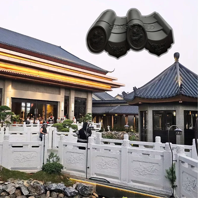 Easy Installation Chinese Roof Design Traditional Style Polymer Clay Chinese Roof Tile for Temple Hotel restaurant Project