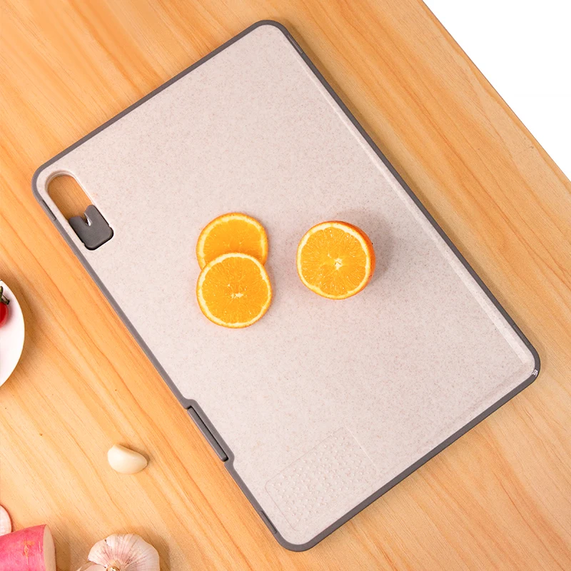 Double sided straw cutting board with knife sharpener garlic puree crushing plastic cutting board anti slip and anti overflow