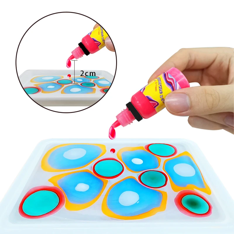 KHY Selective Color Christmas Non-Toxic Magic Painting Drawing Marbl Art Set Draw Marble For Kid Water Marbling Paint Kit