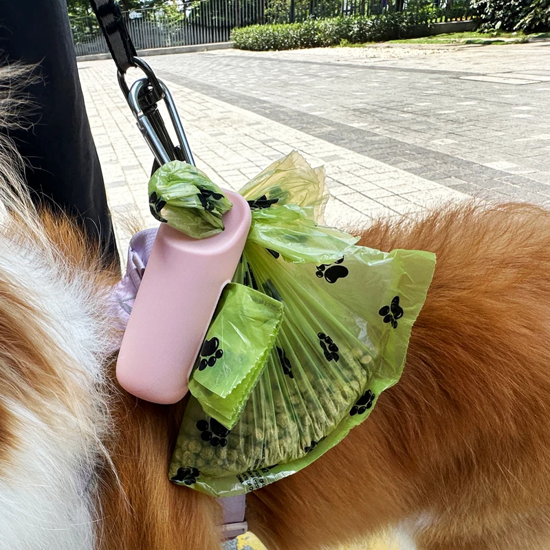 Custom Logo Doggy Waterproof Leather Silicone Waste Bag Dispenser Dog Pet Poop Bag Holder