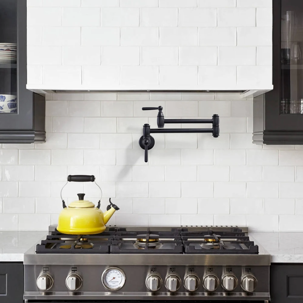 Copper Wall Mount Kitchen Sink Faucet Folding Stretchable Pot Filler Faucet for Stove Sink
