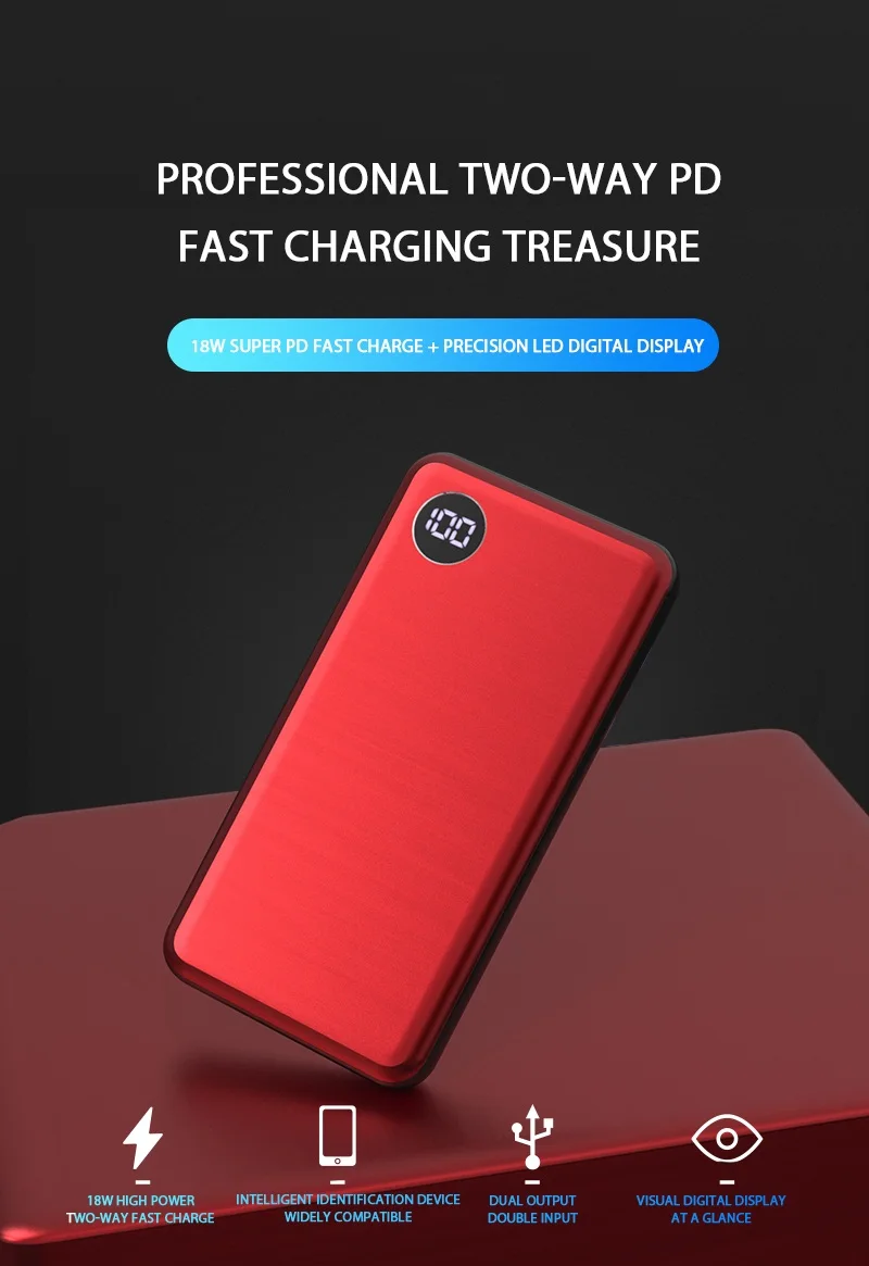 
Ice-Bingo Hot Sell 10000mah Mini Hidden White LED Light Quick Charging PD Power Banks 