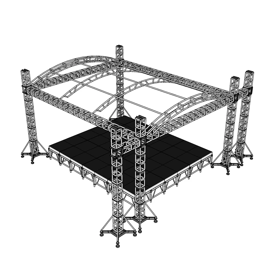 High Quality Music Festival Aluminum Concert Stage Curved Roof Truss System for sale Aluminum Truss With PVC Cover