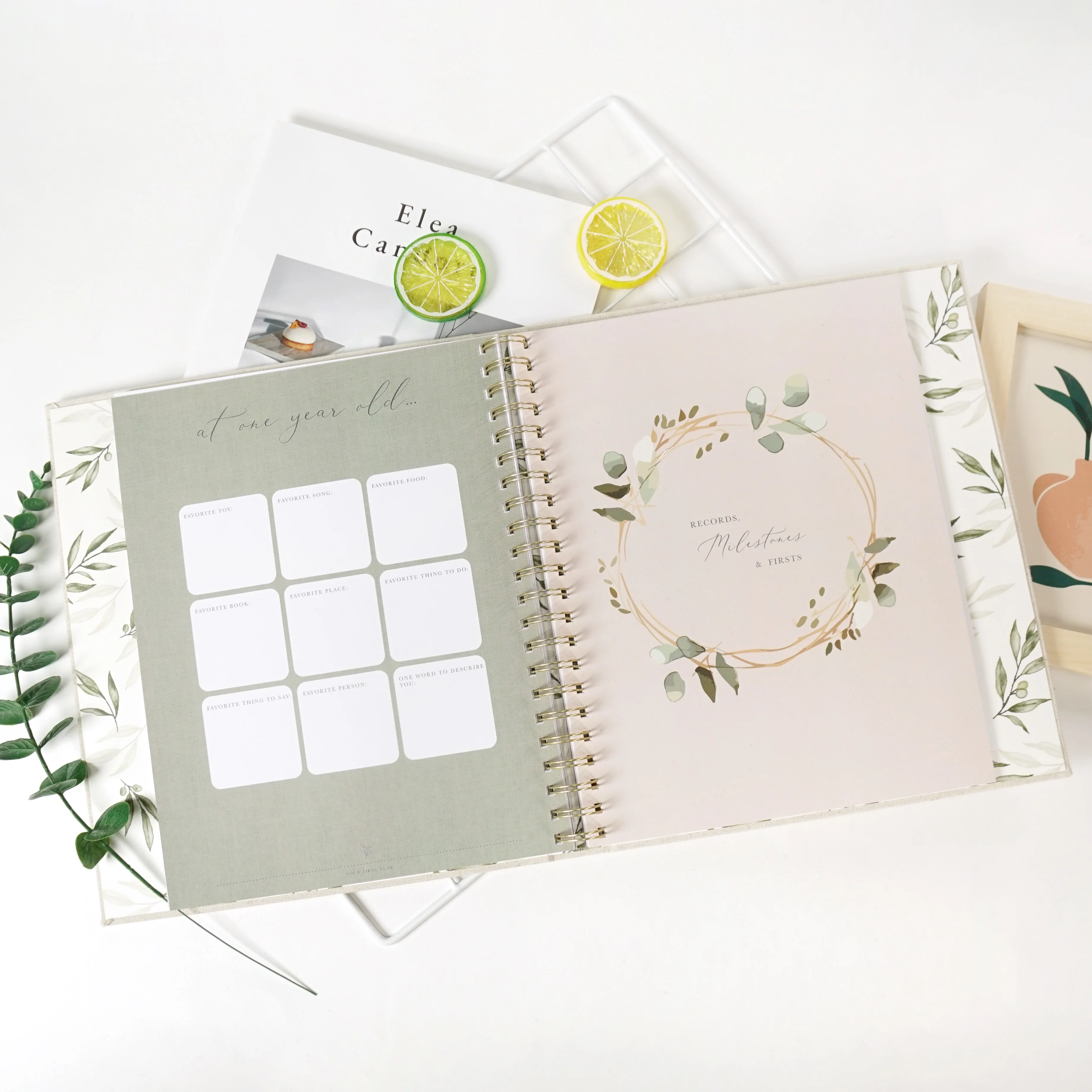 2025 Custom Printing Baby Memory Book First Year Journal Pregnancy Milestone Planner Diary Keepsake Baby Linen Spiral Logbook